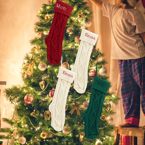 Custom Embroidered Christmas Stockings with Names - Personalized Knit Socks for Family, Perfect Holiday Decor & Gift