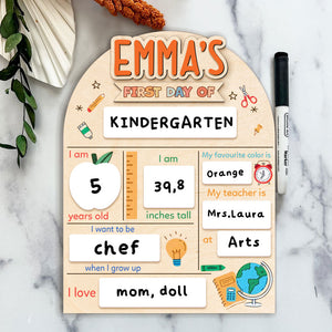 First Day Of School Custom Name, Personalized Wooden Reusable School Sign, Back To School Board, Gift For Kids