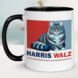 Harris Walz 2024 Cat Obviously Mug, Gift For Kamala Harris Supporters, Election 2024