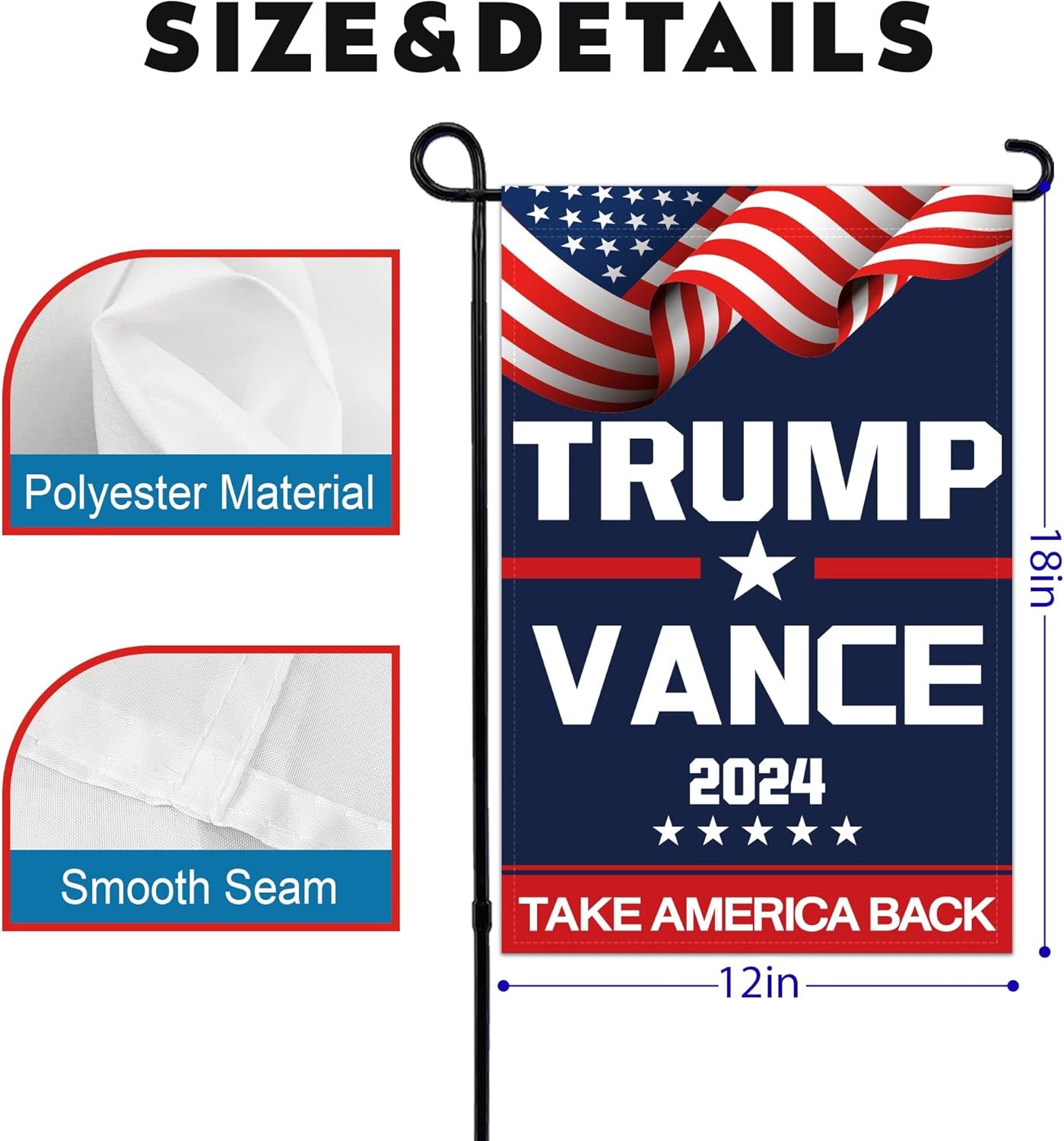 Trump Vance Garden Flags, Take America Back, Gift For Trump Supporters, Election 2024