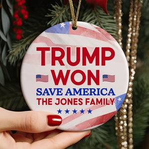 Trump Won Save America, Personalized Ornaments, Trump Ornament, Election 2024