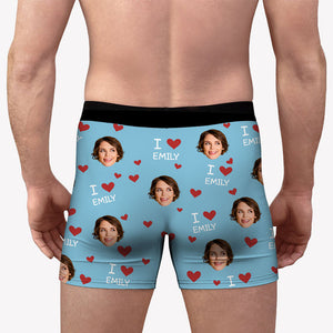 I Love My Wife 2, Personalized Boxer, Funny Valentine Gift For Him, Custom Photo