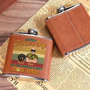 To The World's Best Dog Dad, Personalized Leather Flask, Father's Day Gifts