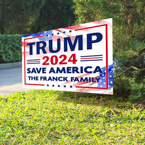 Save America Custom Family Name, Personalized Yard Sign, Trump Yard Sign, Election 2024