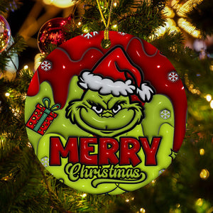 Merry Christmas Grinch Ornament, 3D Inflated Christmas Ornament, Trendy Ornament, Gift For Family