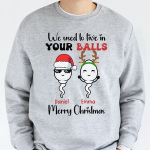 We Used To Live In Your Balls, Personalized Shirt, Christmas Gifts For Dad