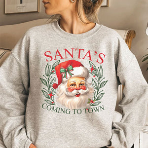 Santa's Coming To Town, Christmas Gift Ideas, Christmas Sweatshirt, Kid Sweatshirt