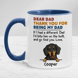 Bite Him On The Butt Peeking Dog, Personalized Accent Mug, Gifts For Dog Lovers