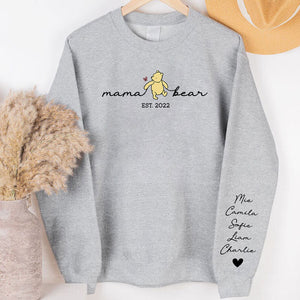 Mama Bear, Personalized Sweatshirt With Design On Sleeve, Christmas Gifts For Mom