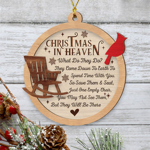 Christmas In Heaven Cardinal, Christmas 2 Layers Wooden Ornament, Memorial Gift