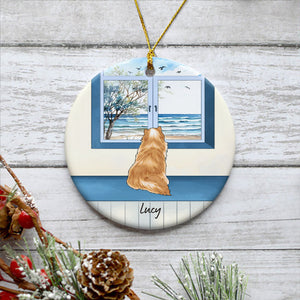 Dogs and Cats Looking Outside Window, Personalized Ornaments, Gift for Pet Lovers