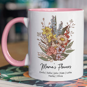 Flower Bouquet Mug, Personalized Accent Mug, Birthday Gift, Mother's Day Gifts