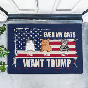 Even My Cat Wants Trump, Personalized Doormat, Trump Doormat, Gift For Cat Lovers, Custom Photo, Election 2024