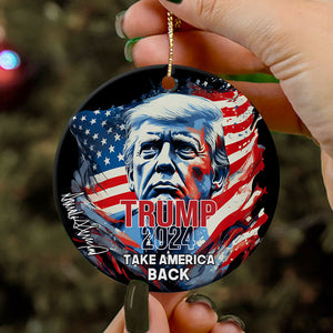 Take America Back Trump 2024 US Flag, Personalized Ornaments, Trump Ornament, Election 2024