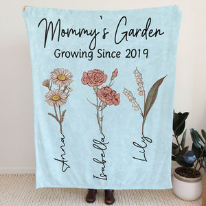 Flower Garden, Personalized Floral Blanket, Birthday Gift, Mother's Day Gifts