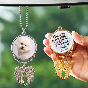 Once By My Side, Personalized Angel Wings Keychain, Car Hanger, Custom Photo