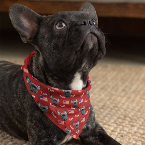 US Flag Pattern Bandana, Personalized Bandana, Custom Gifts For Dog, Custom Photo