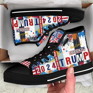 MAGA US Flag Trump 2024 High Top Shoes, Personalized Sneakers, Gift For Trump Fans, Election 2024