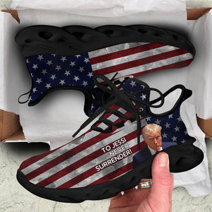 Never Surrender Trump MaxSoul Shoes, Personalized Trump Sneakers, Trump Shoes, Election 2024