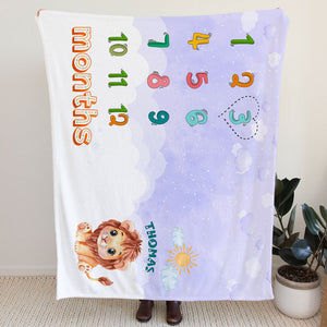 Animal Baby Milestone Blanket, Personalized Baby Blanket, Baby Shower Gift, Newborn Gift