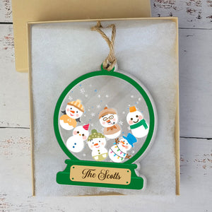 Snowman Shape Ornament, Personalized 3 Layers Shaker Ornament, Christmas Family Gifts