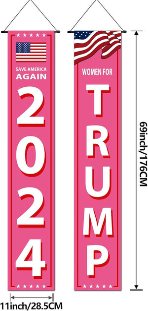 Women for Trump 2024 Porch Signs, Banners Outdoor, Gift For Trump Fans, Election 2024