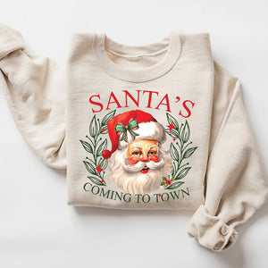 Santa's Coming To Town, Christmas Gift Ideas, Christmas Sweatshirt, Kid Sweatshirt