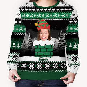 Custom Face Funny Christmas Chimney, Personalized All-Over-Print Sweater, Kid Sweatshirt, Ugly Sweater, Custom Photo