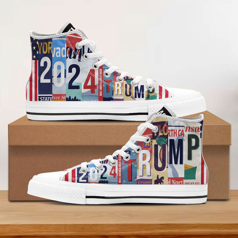 Trump Make America Great Again 2024 High Top Shoes, Personalized Sneakers, Gift For Trump Fans, Election 2024