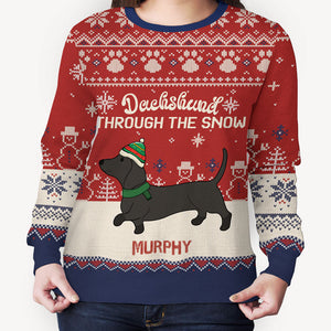 Dachshund Through The Snow, Personalized All-Over-Print Sweatshirt, Ugly Sweater, Sweater, Kid Sweatshirt, Christmas Gifts