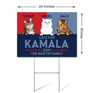 Cats For Kamala 2024, Personalized Yard Sign, Gift For Kamala Harris Supporters, Custom Photo, Election 2024