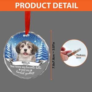 You Were My Favorite Hello And My Hardest Goodbye, Personalized Glass Ornament, Memorial Gift For Pet Lovers, Custom Photo