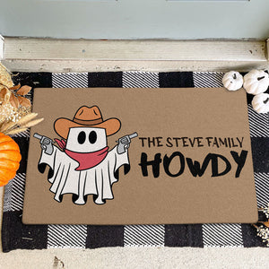 Howdy Halloween Doormat, Cowboy Ghost, Personalized Doormat, Halloween Welcome Mat