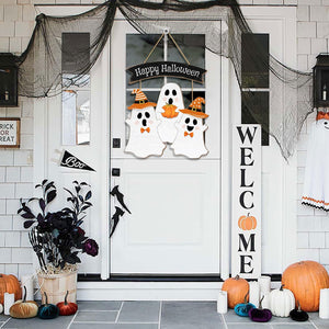 Halloween Decorations Wood Sign, Happy Halloween Boo Home Wood Sign, Halloween Themed Wooden Hanging Sign