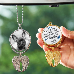 I Will Carry You With Me, Personalized Angel Wings Keychain, Car Hanger, Custom Photo