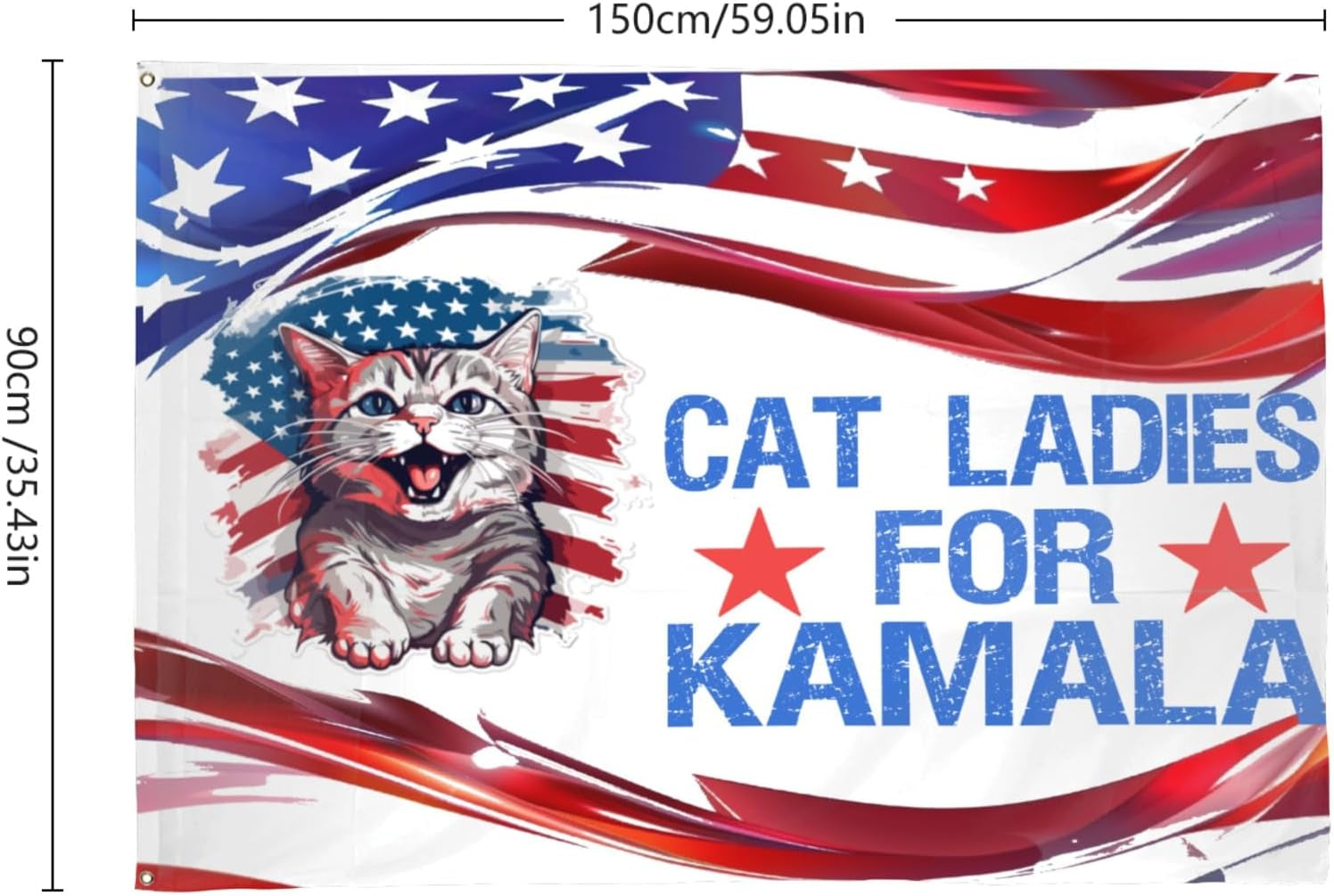 Cat Ladies for Kamala House Flag Funny Cat, Gift For Kamala Harris Supporters, Election 2024