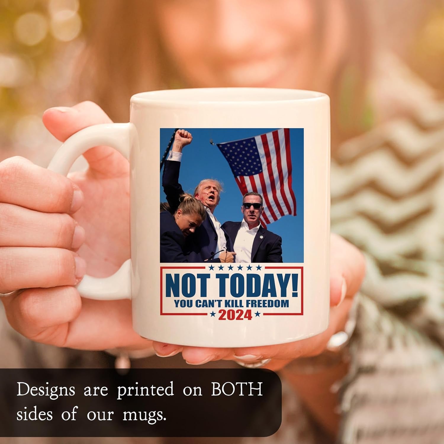 Not Today You Can't Kill Freedom, Trump Assassination Coffee Mug, Election 2024