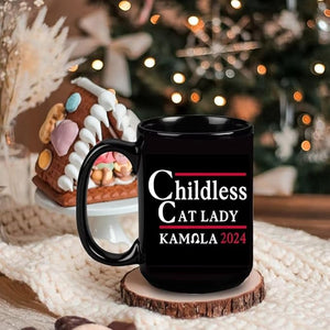 Cat Lady Kamala Harris Black Mug, Gift For Kamala Supporters, Election 2024