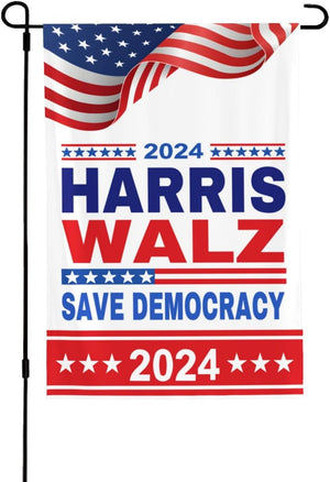 Kamala Harris Walz 2024 White Garden Flag, Gift For Kamala Harris Supporters, Election 2024