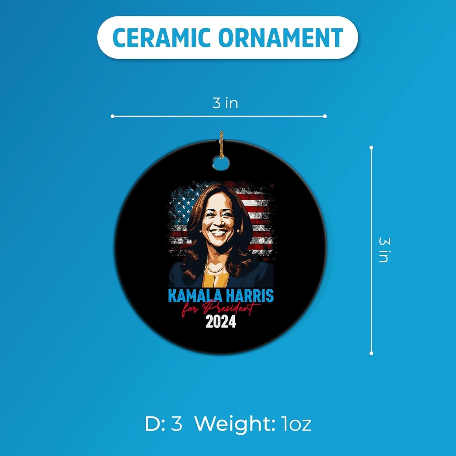 Kamala Harris for President 2024 Ornament, Personalized Ornaments, Kamala Ornaments, Election 2024