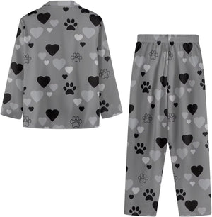 Pajamas With Heart And Paw Print, Gift For Dog Lovers, Christmas Pajamas, Christmas Sleepwear