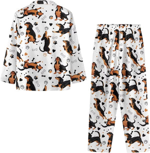 Pajamas Dachshund Pattern Print, Gift For Dog Lovers, Christmas Pajamas, Christmas Sleepwear