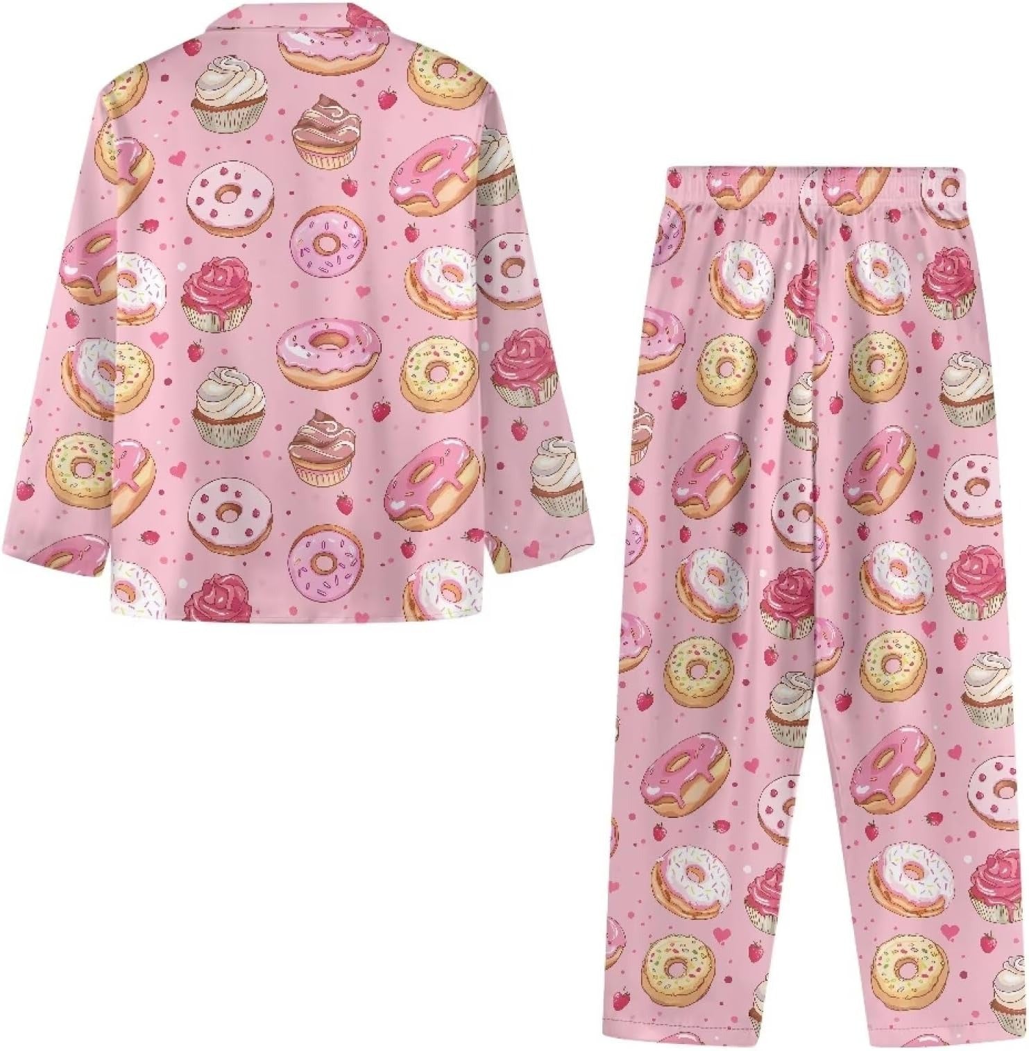 Pajamas Donut Pink Pattern Print, Gift For Dog Lovers, Christmas Pajamas, Christmas Sleepwear