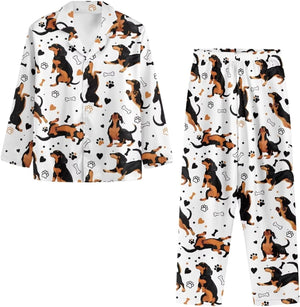 Pajamas Dachshund Pattern Print, Gift For Dog Lovers, Christmas Pajamas, Christmas Sleepwear