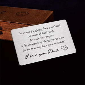 Dad Engraved Wallet Insert Card, Thank You Dad Gifts, I Love You Dad, Gifts For Father's Day, Gifts For Lovers