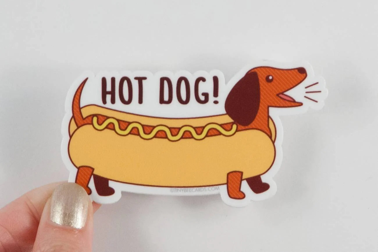 Dachshund Hot Dog! Vinyl Sticker by Tiny Bee Cards