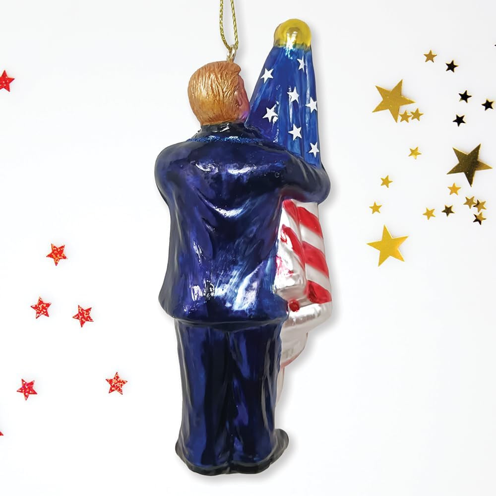 Trump Kissing the American Flag Christmas Ornament, Election 2024