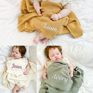 Embroidered Baby Name Blanket, Personalized Baby Blanket, Embroidery Gift for Baby Shower, Newborn Baby Gift