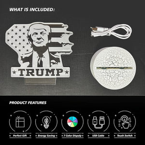 3D LED Night Light Trump 2024, Gift For Trump Fans, Election 2024