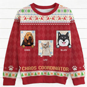 Chaos Coordinator, Personalized All-Over-Print Sweater, Kid Sweatshirt, Ugly Sweater, Gift For Dog Lovers, Gift For Cat Lovers, Custom Photo